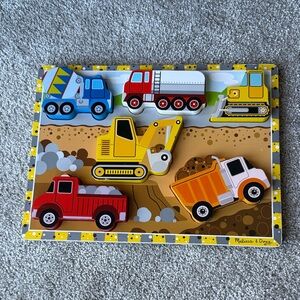Melissa & Doug- Construction Vehicles Wooden Chunky Puzzle (6 pcs) FSC Certified